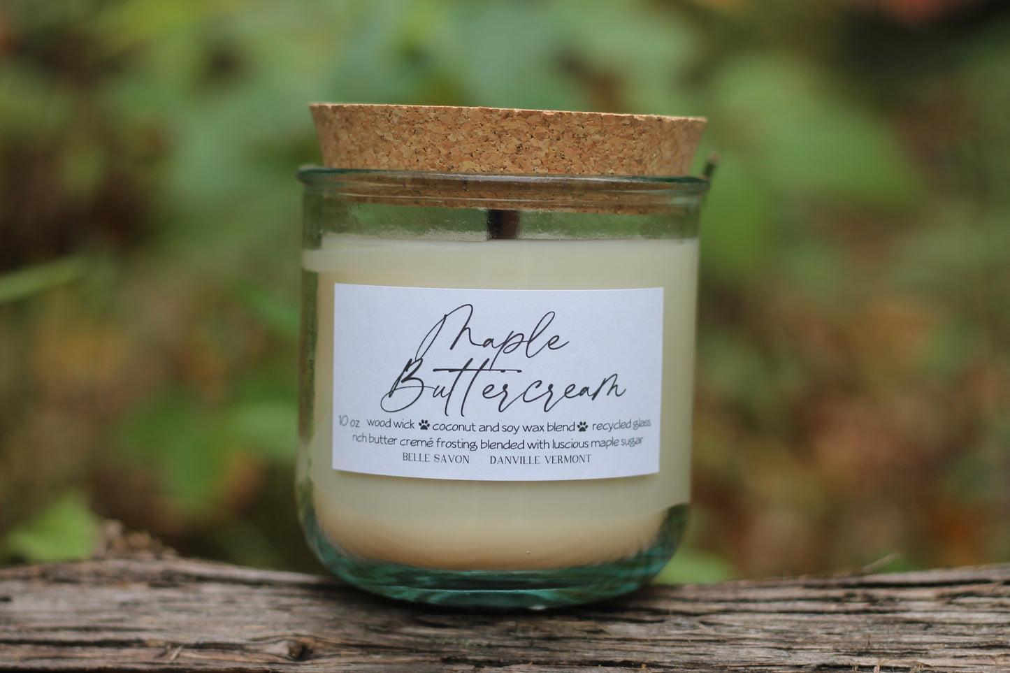 Wooden Wick 10oz Candle, 100% Recycled Glass