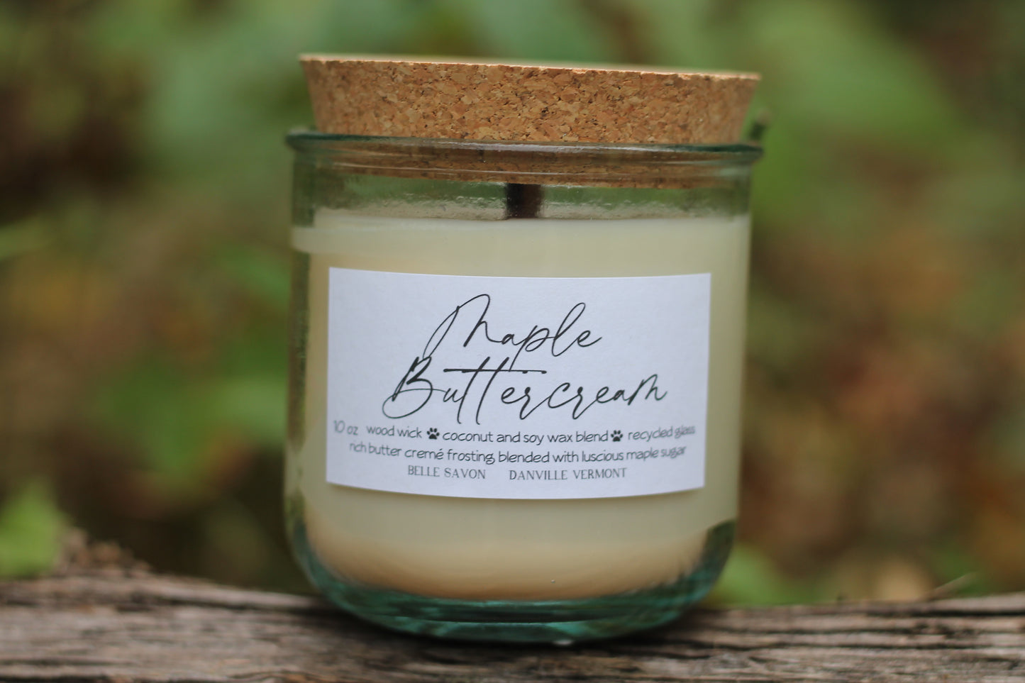 Wooden Wick 10oz Candle, 100% Recycled Glass