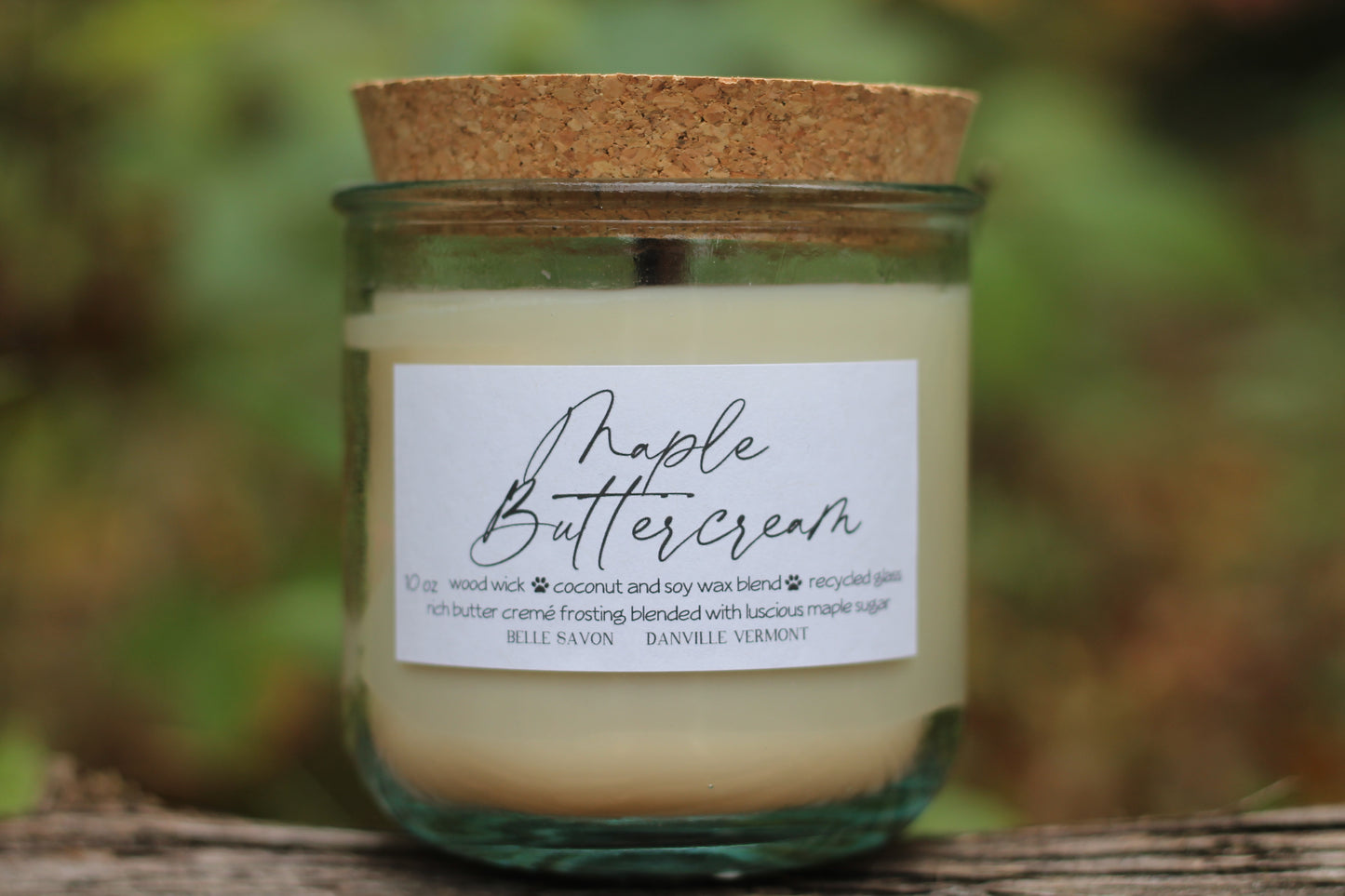 Wooden Wick 10oz Candle, 100% Recycled Glass