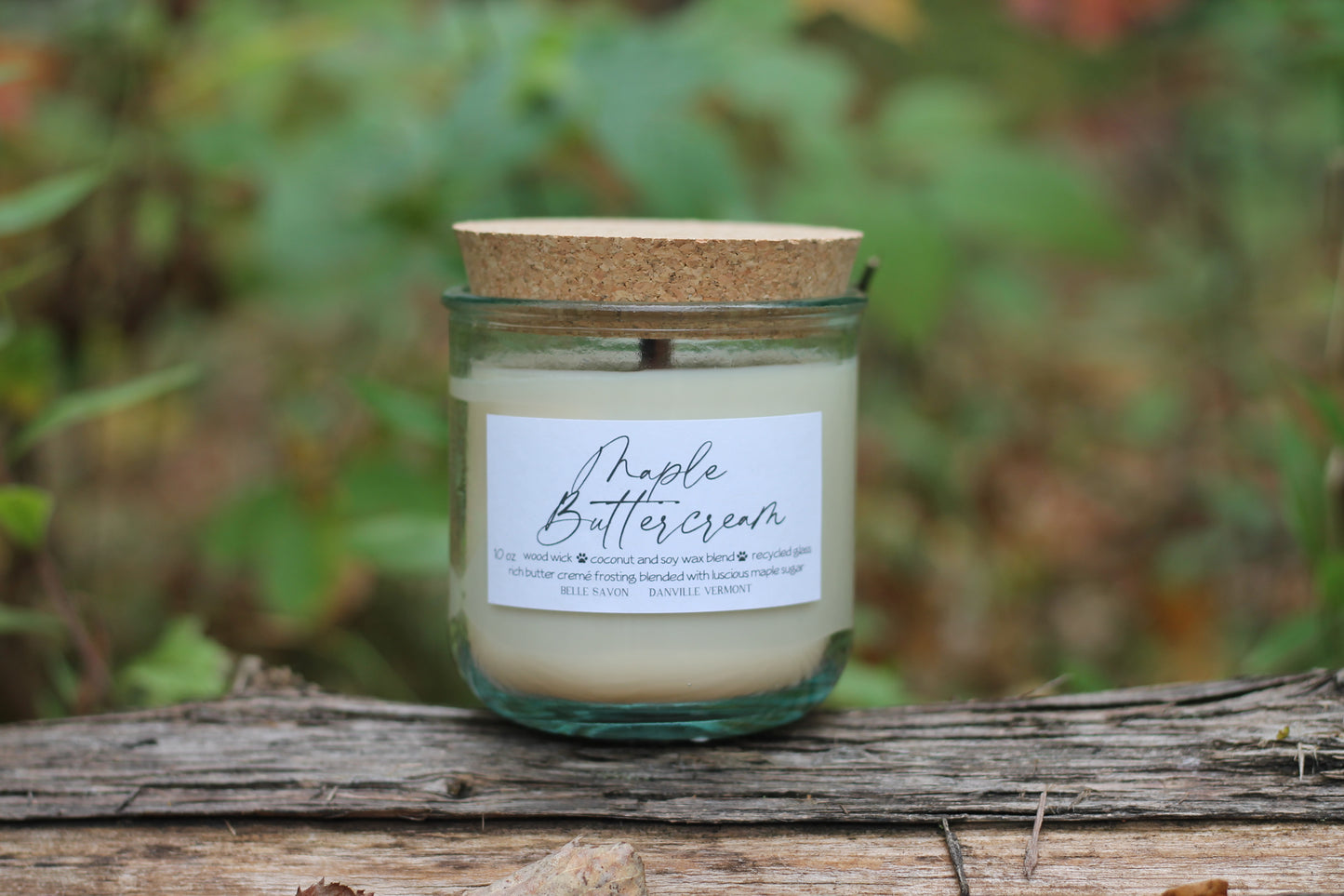 Wooden Wick 10oz Candle, 100% Recycled Glass
