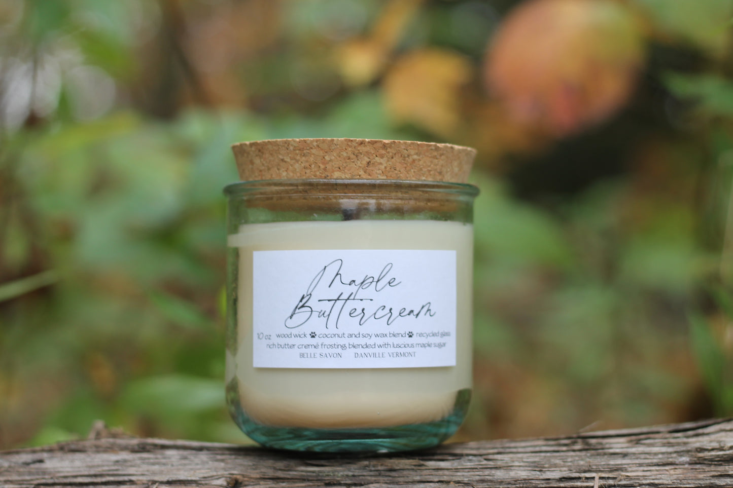 Wooden Wick 10oz Candle, 100% Recycled Glass