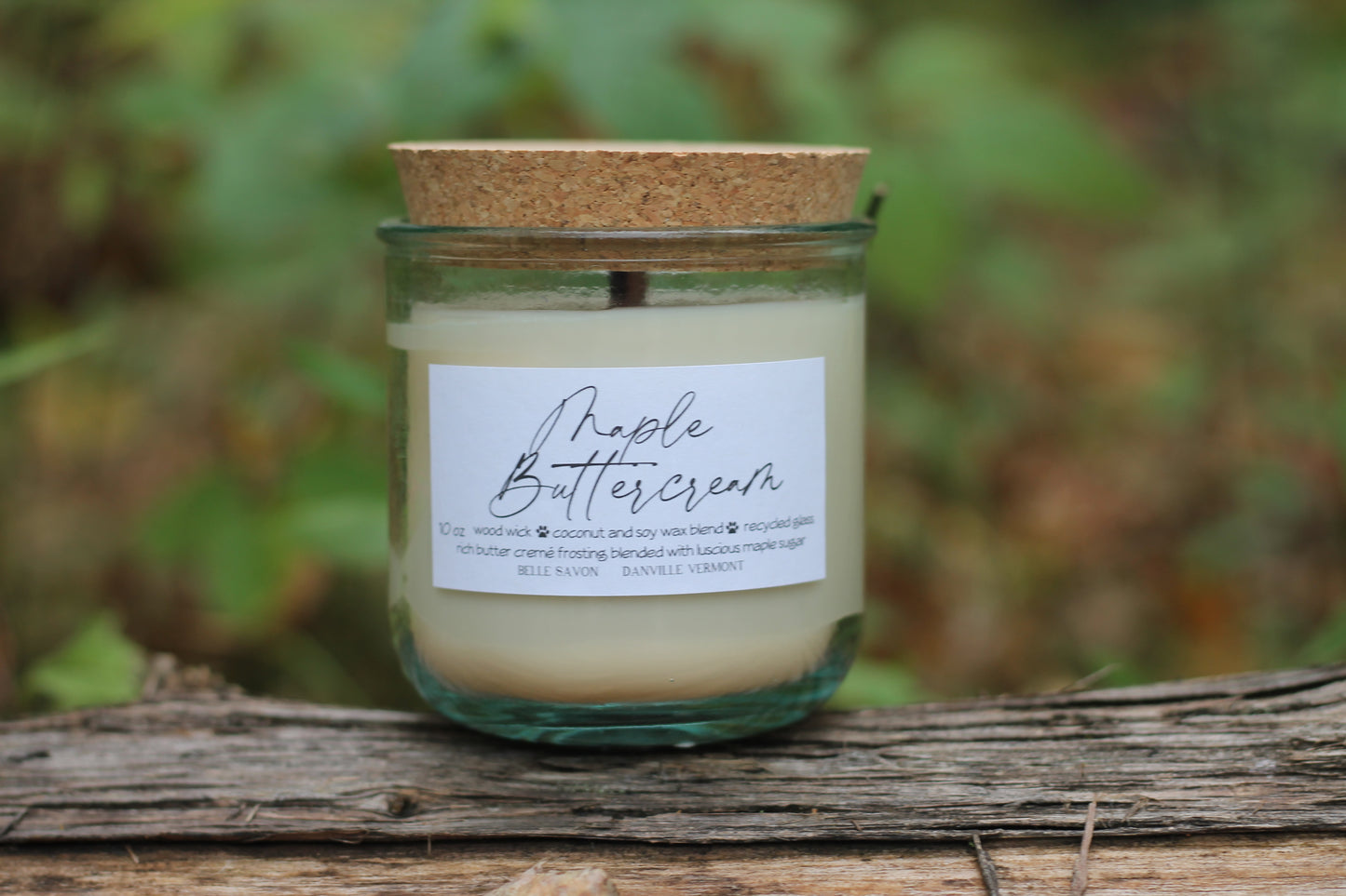 Wooden Wick 10oz Candle, 100% Recycled Glass