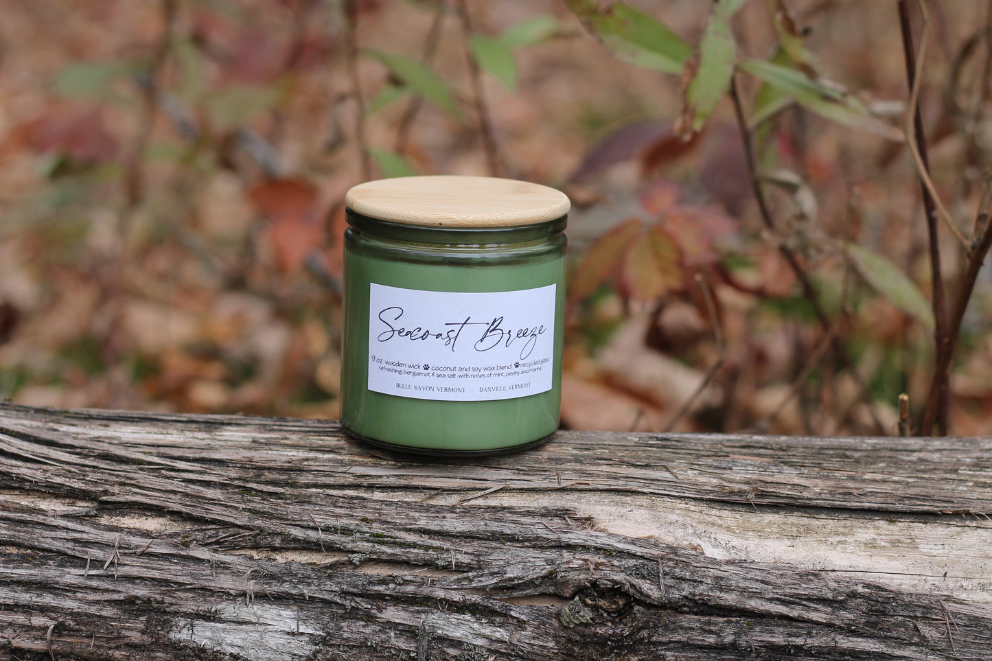 Boho Minimalist Coconut & Soy Container Container, Recycled Glass 9oz Wood Wick
