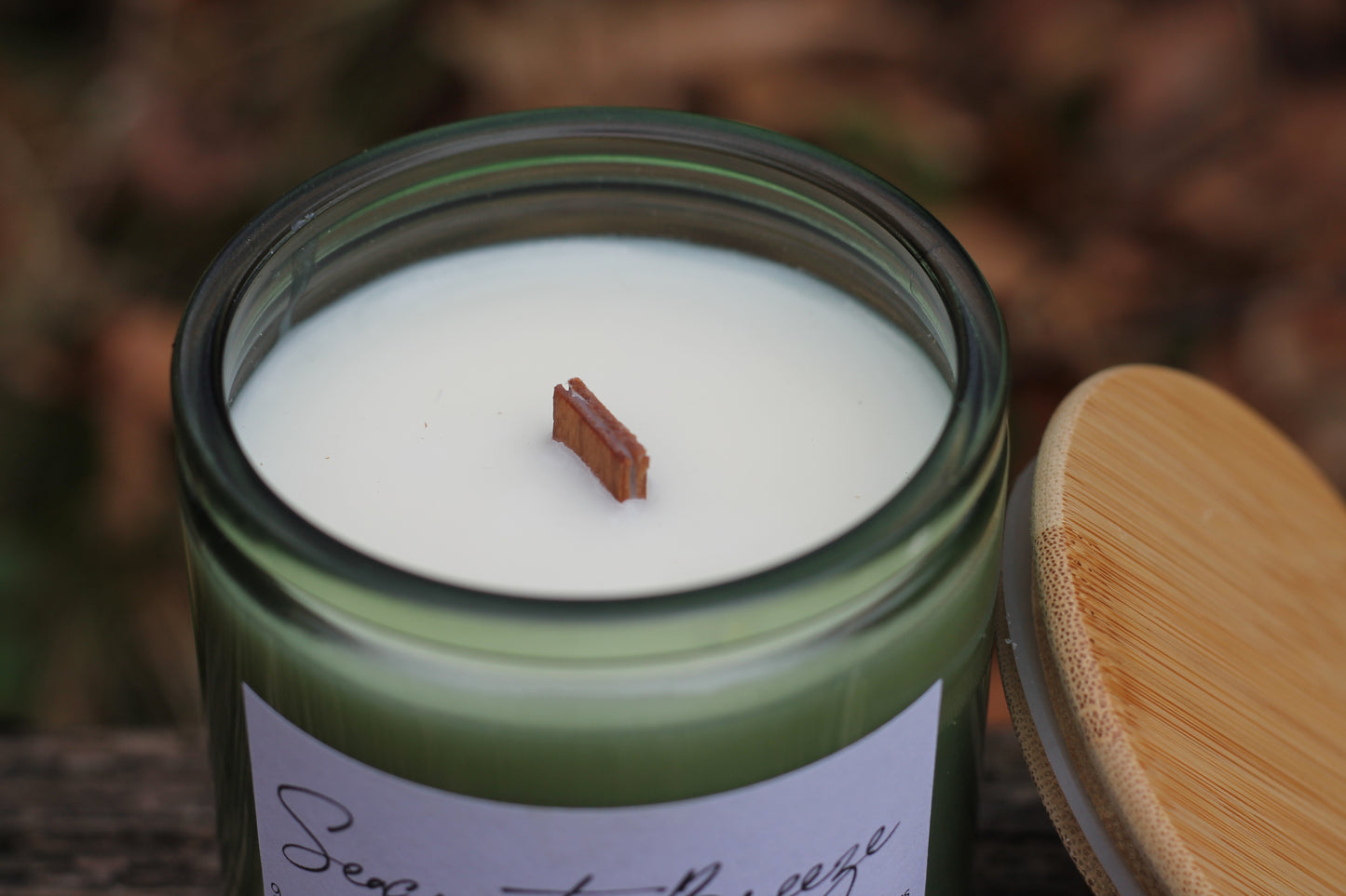 Boho Minimalist Coconut & Soy Container Container, Recycled Glass 9oz Wood Wick