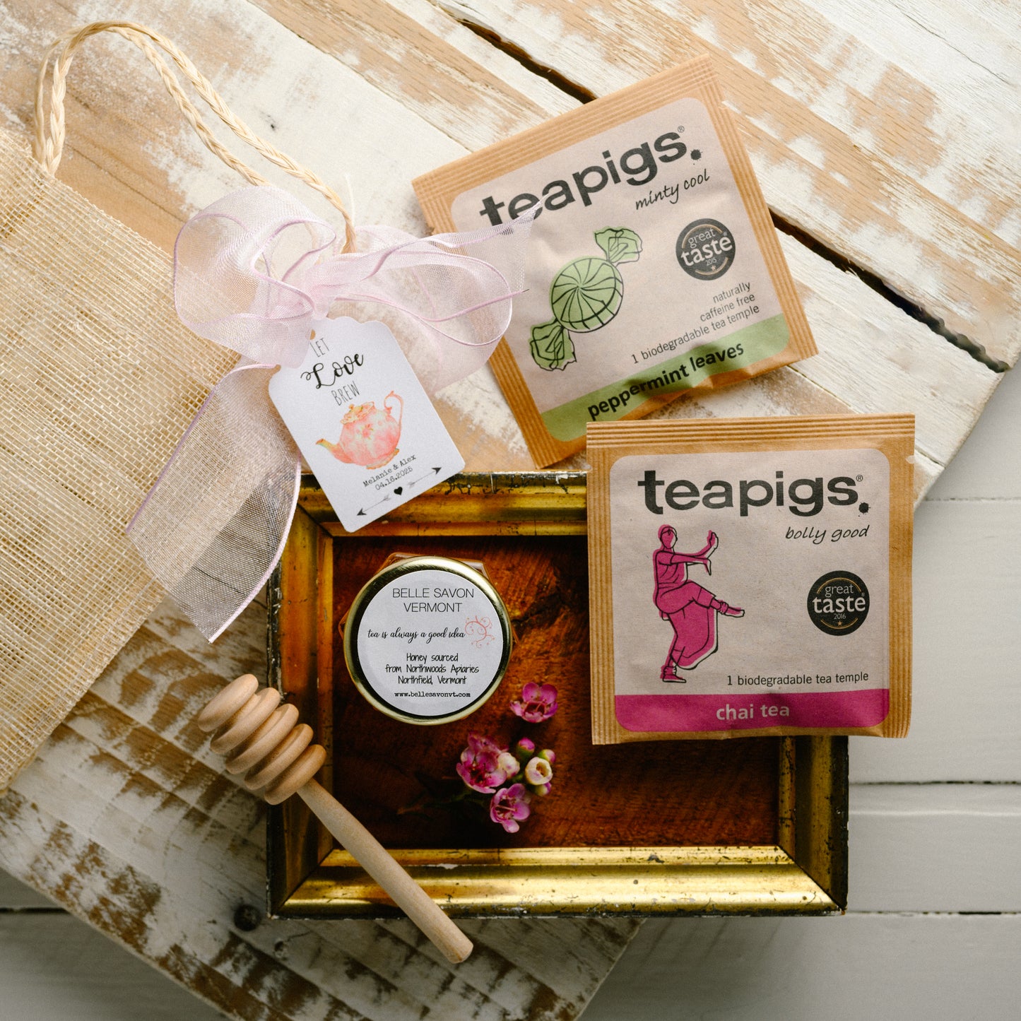 Tea Party Favor-Shortbread/Macaron and Honey-Wedding-Bridal Shower-Baby Shower-Belle Savon Vermont