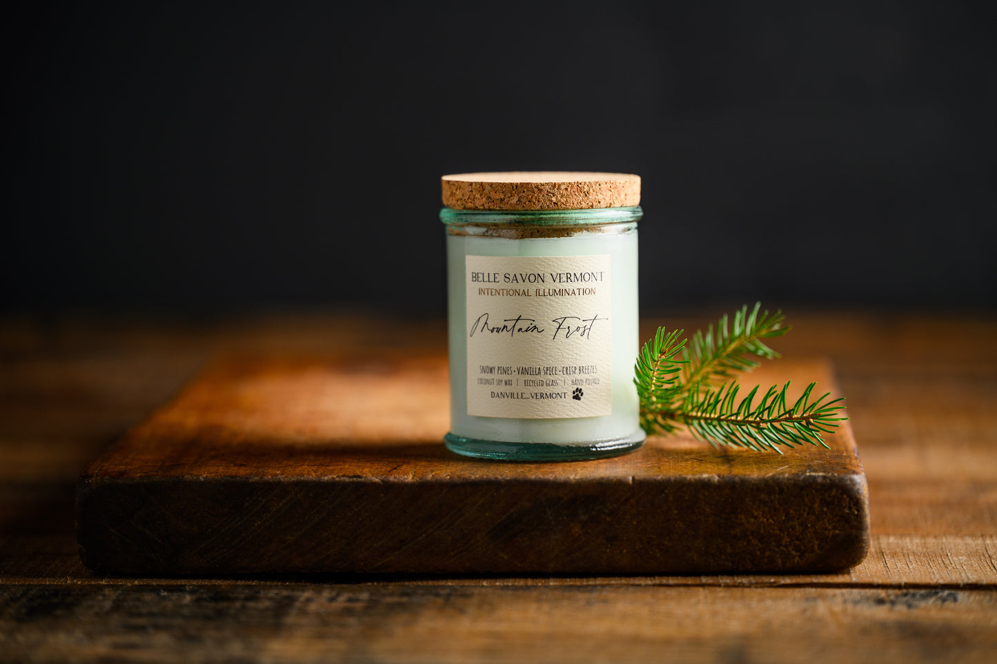 Coconut & Soy Wax Recycled Glass Container Candle-4 Ounce-Hand Poured in Vermont