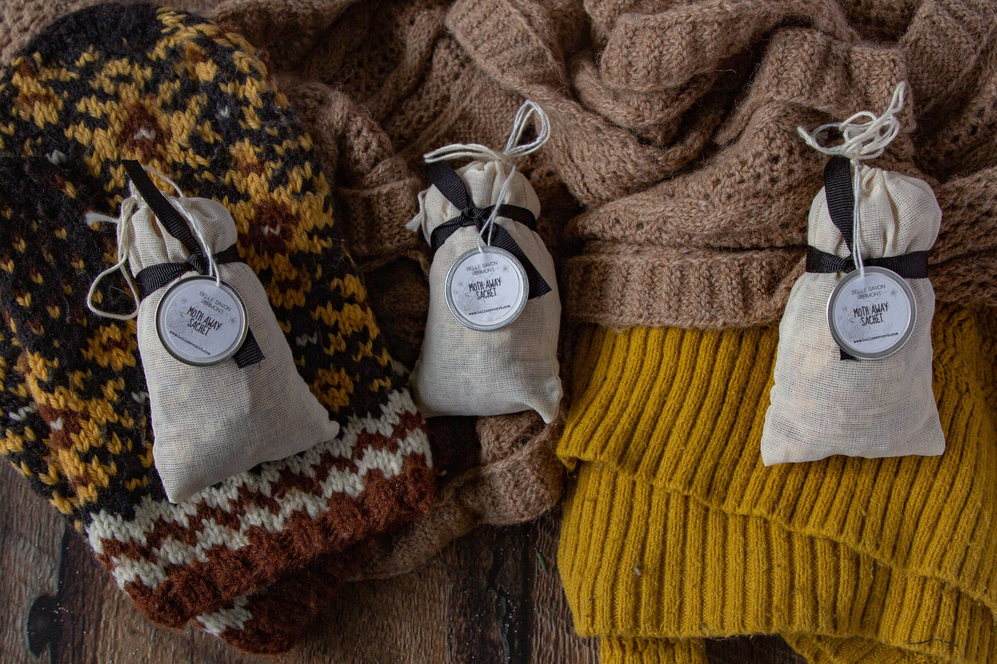 Moth Away Sachets -Set of Six- Filled with Natural and Organic Herbs and Spices-Favors-Gifts-Home Care