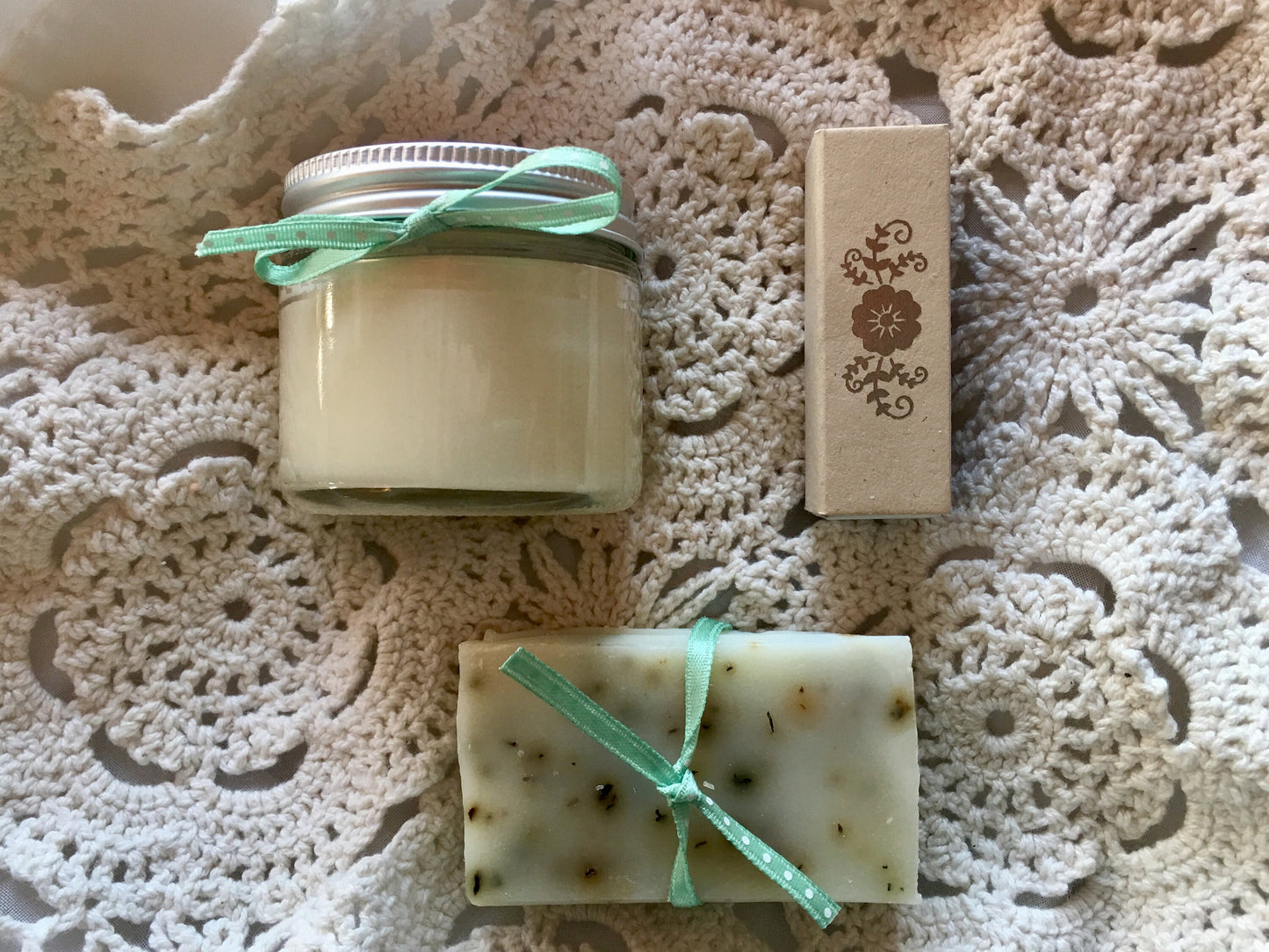 Artisan Soap and Soy Candle Gift Set in Vermont Wooden Box -Bridal Party-Hostess Gift--Belle Savon Vermont