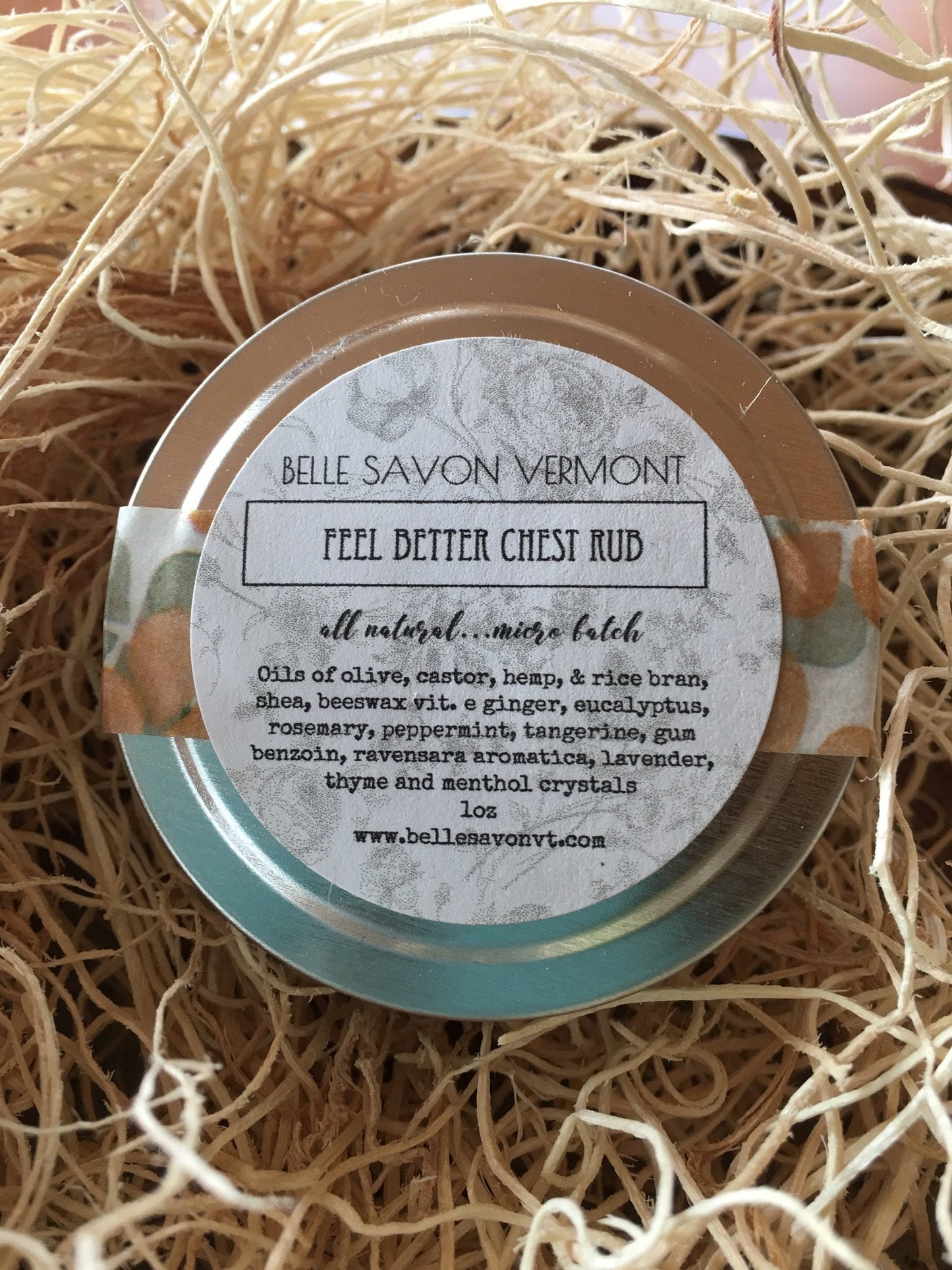Feel Better Chest Rub 100% Natural- 1oz Travel Size and 2oz Tin-Belle Savon Vermont