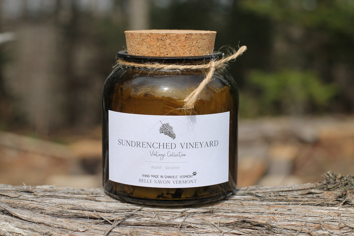 Vintage Collection Hand-poured Natural Soy Candle-8oz Recycled Glass with Cork Top-Belle Savon Vermont