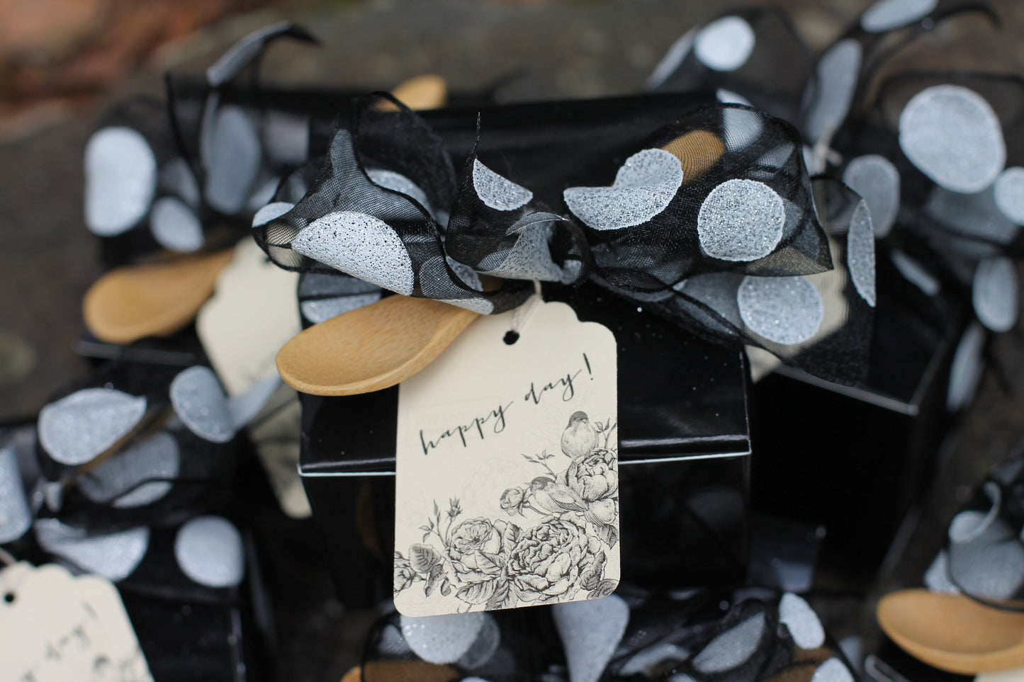 Tea Party Favor-Luxe Boxed Set-Black and White - Wedding-Bridal Shower-Baby Shower-Belle Savon Vermont