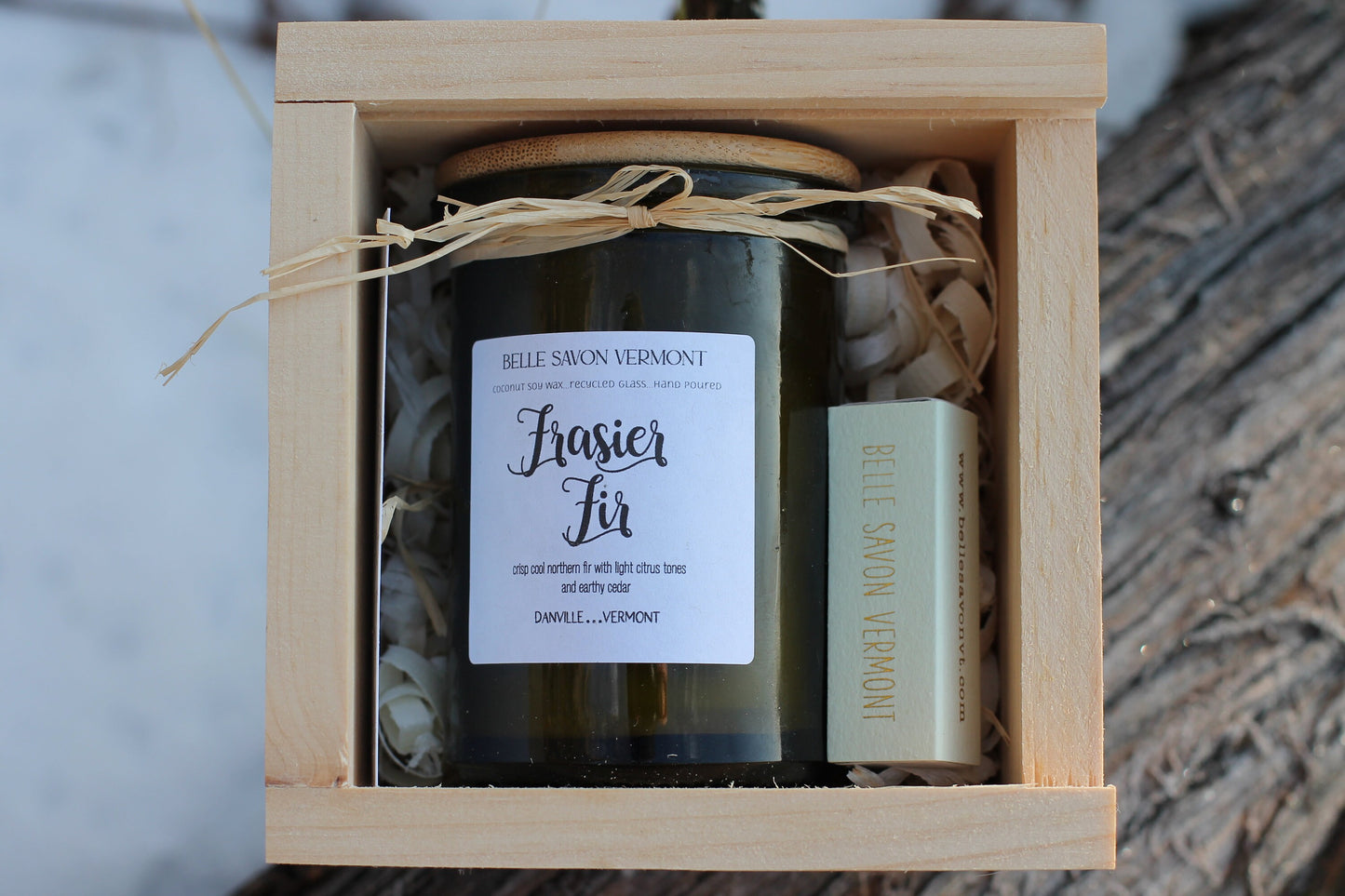Vermont Candle Gift Set - 6oz Recycled Jar in Keepsake VT Handmade Wooden Box-Vermont Candle- Hand-poured coconut Soy Wax Blend Candle