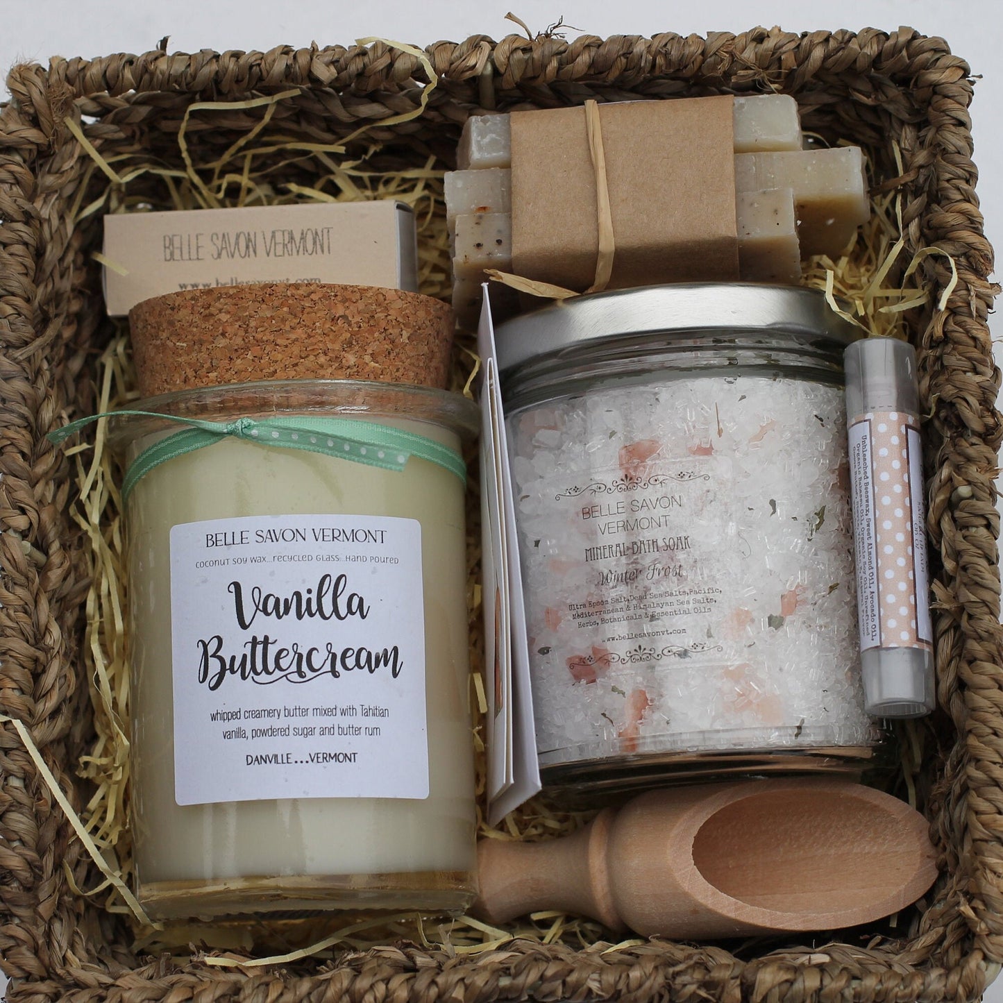 Seagrass Basket Deluxe Gift Set-Spa Set-Bridesmaid Gift-Maid of Honor-Mother of the Bride Gift -Belle Savon Vermont
