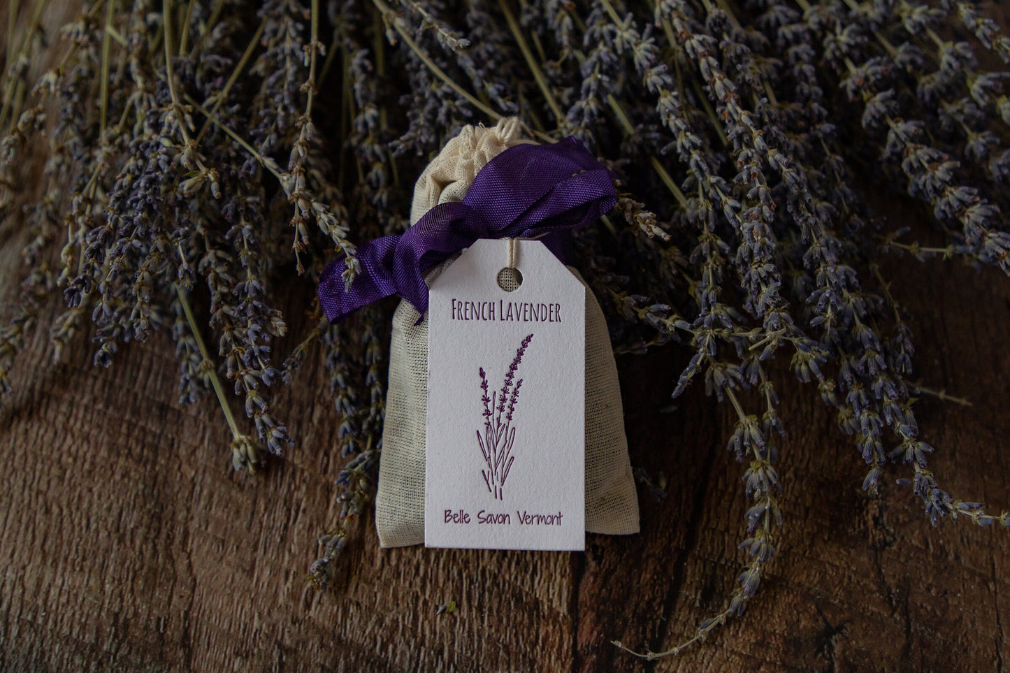 French Lavender Sachets with Letterpress Hangtag-Favors-Gifts-Home Care- Belle Savon Vermont