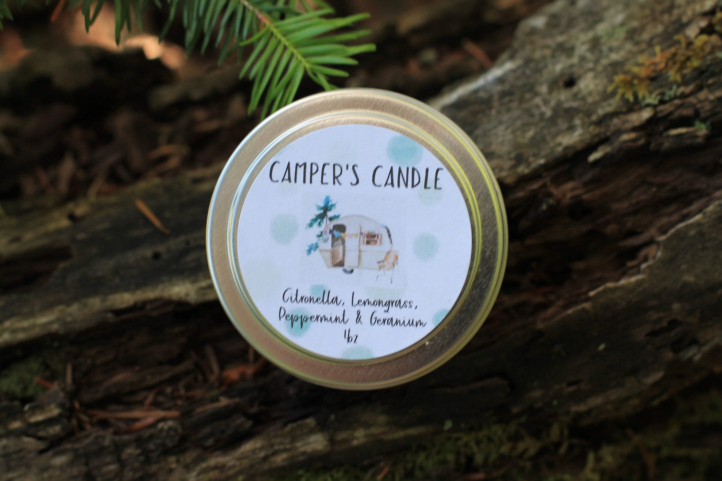 Camper Candle, Citronella Candle, Stop Bugging Me, Wood Wick Candle Tin, Vermont Travel Candle