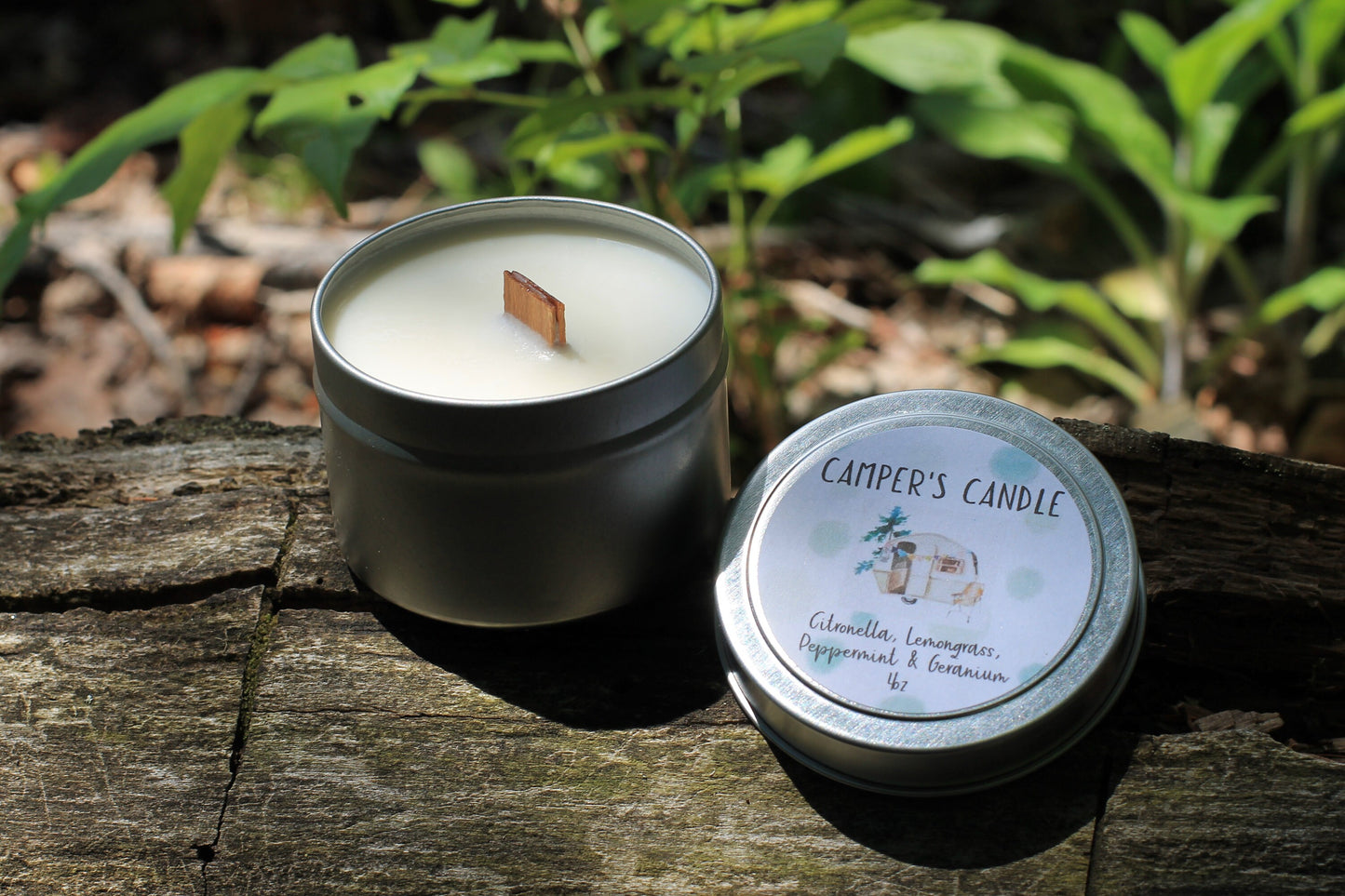 Camper Candle, Citronella Candle, Stop Bugging Me, Wood Wick Candle Tin, Vermont Travel Candle