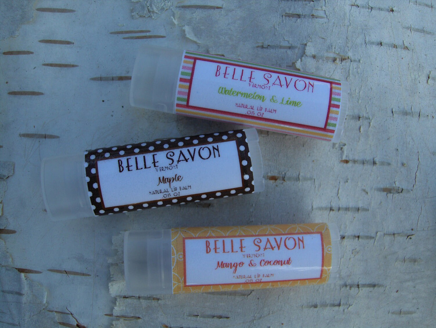 All Natural Lip Balm-Favors-Gifts-Maple,Boysenberry, Chai, Pumpkin,Pomegranate-Belle Savon Vermont