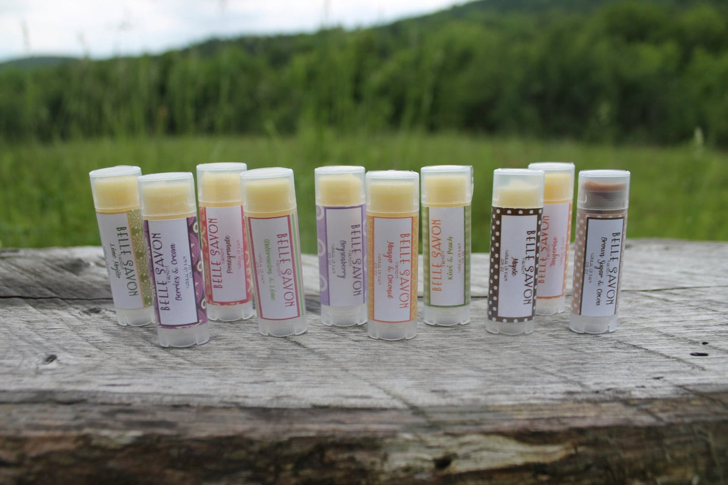 All Natural Lip Balm-Favors-Gifts-Maple,Boysenberry, Chai, Pumpkin,Pomegranate-Belle Savon Vermont