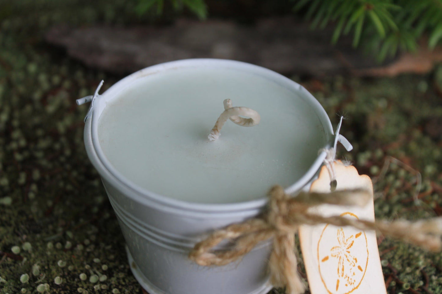 Beach Pail Candle Wedding-Shower Favor Candle 2oz White Metal Pail- Belle Savon Vermont