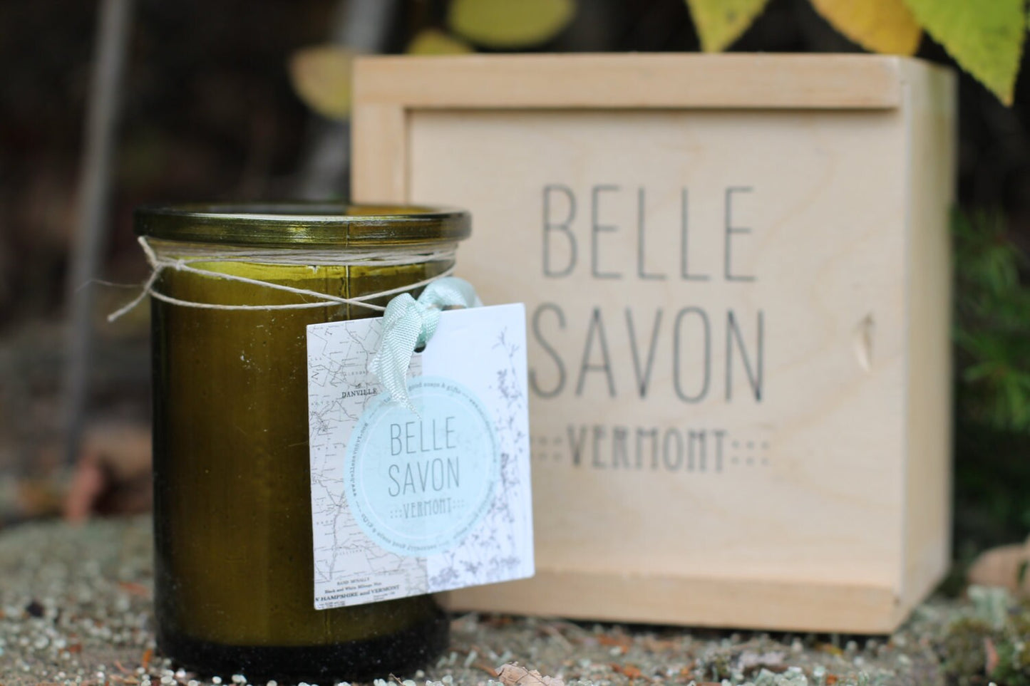 Vermont Candle Gift Set - 6oz Recycled Jar in Keepsake VT Handmade Wooden Box-Vermont Candle- Hand-poured coconut Soy Wax Blend Candle