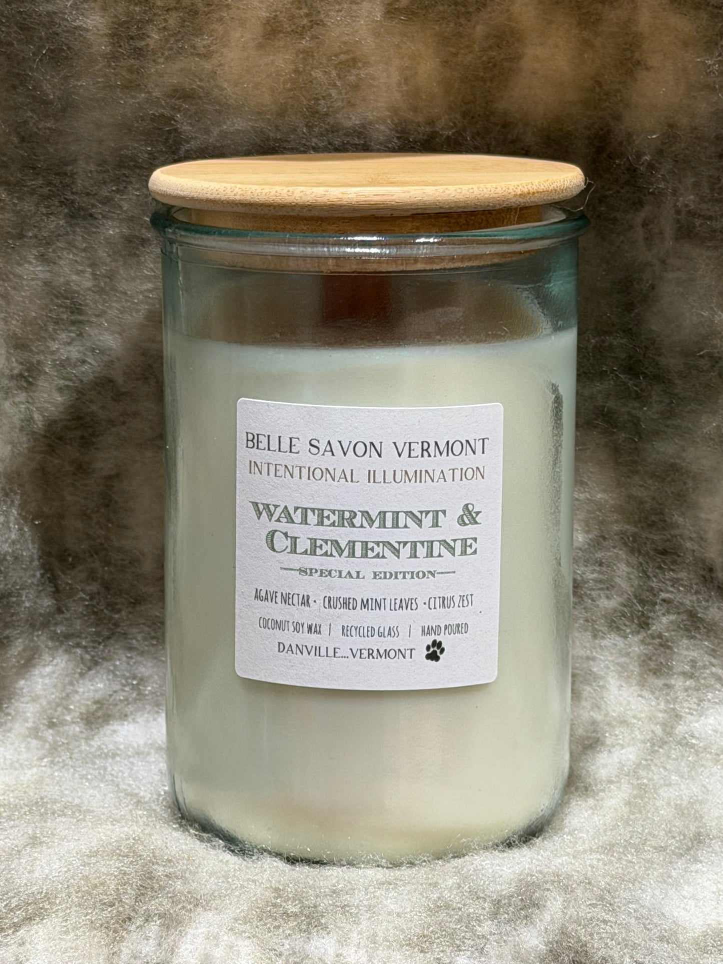 Vermont Candle Wooden Wick 13oz Candle, 100% Recycled Glass with Bamboo Lid-Paraffin Free!!