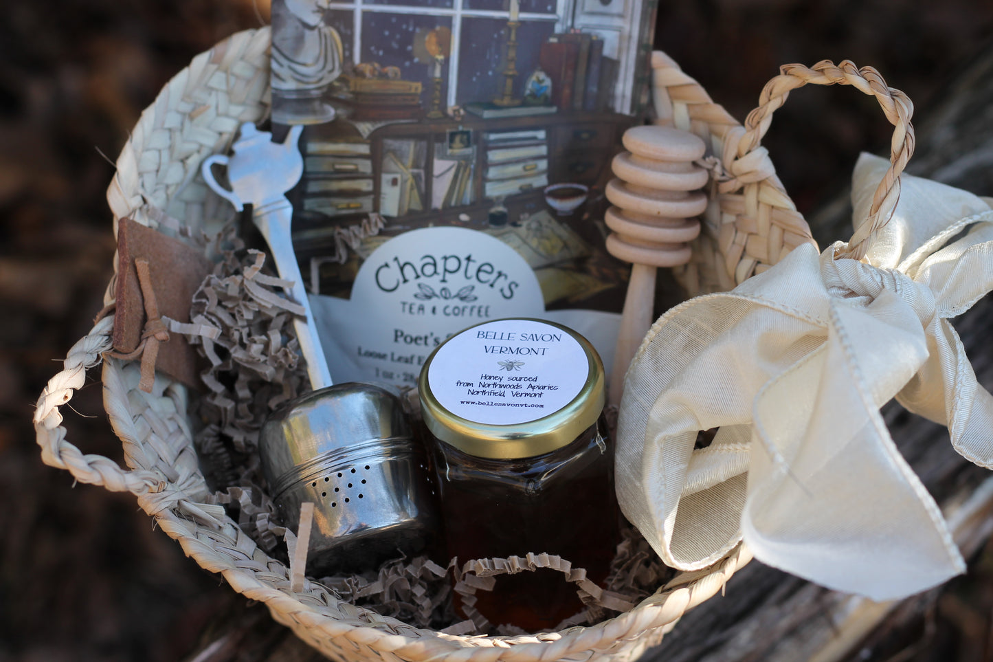 Tea Party Hostess Gift Set-Loose Leaf Tea, Teapot Tea Strainer, Organic Honey, Time Party