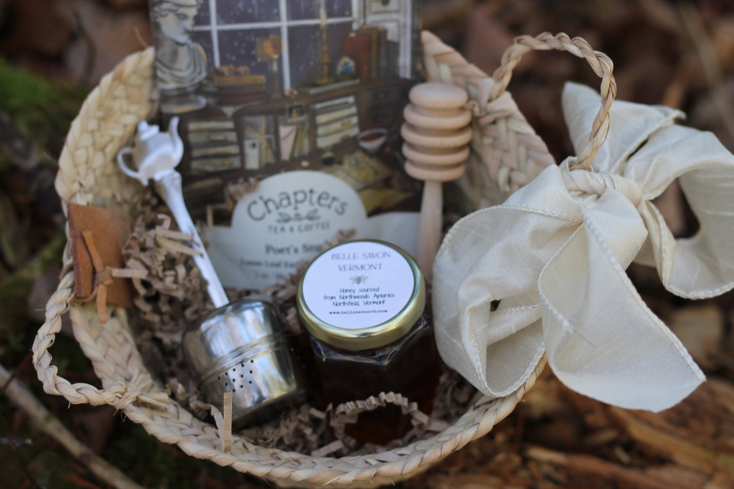 Tea Party Hostess Gift Set-Loose Leaf Tea, Teapot Tea Strainer, Organic Honey, Time Party