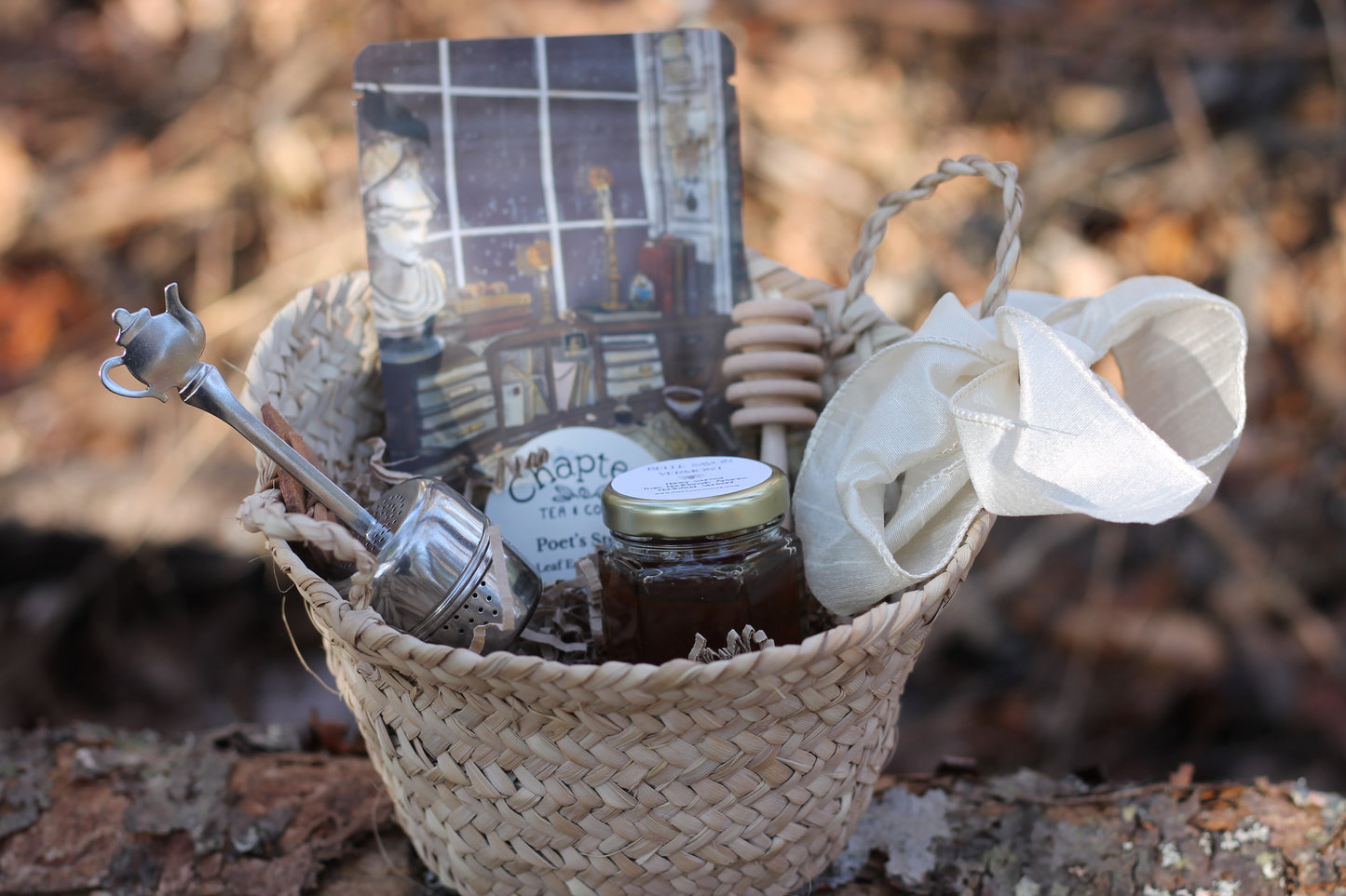 Tea Party Hostess Gift Set-Loose Leaf Tea, Teapot Tea Strainer, Organic Honey, Time Party