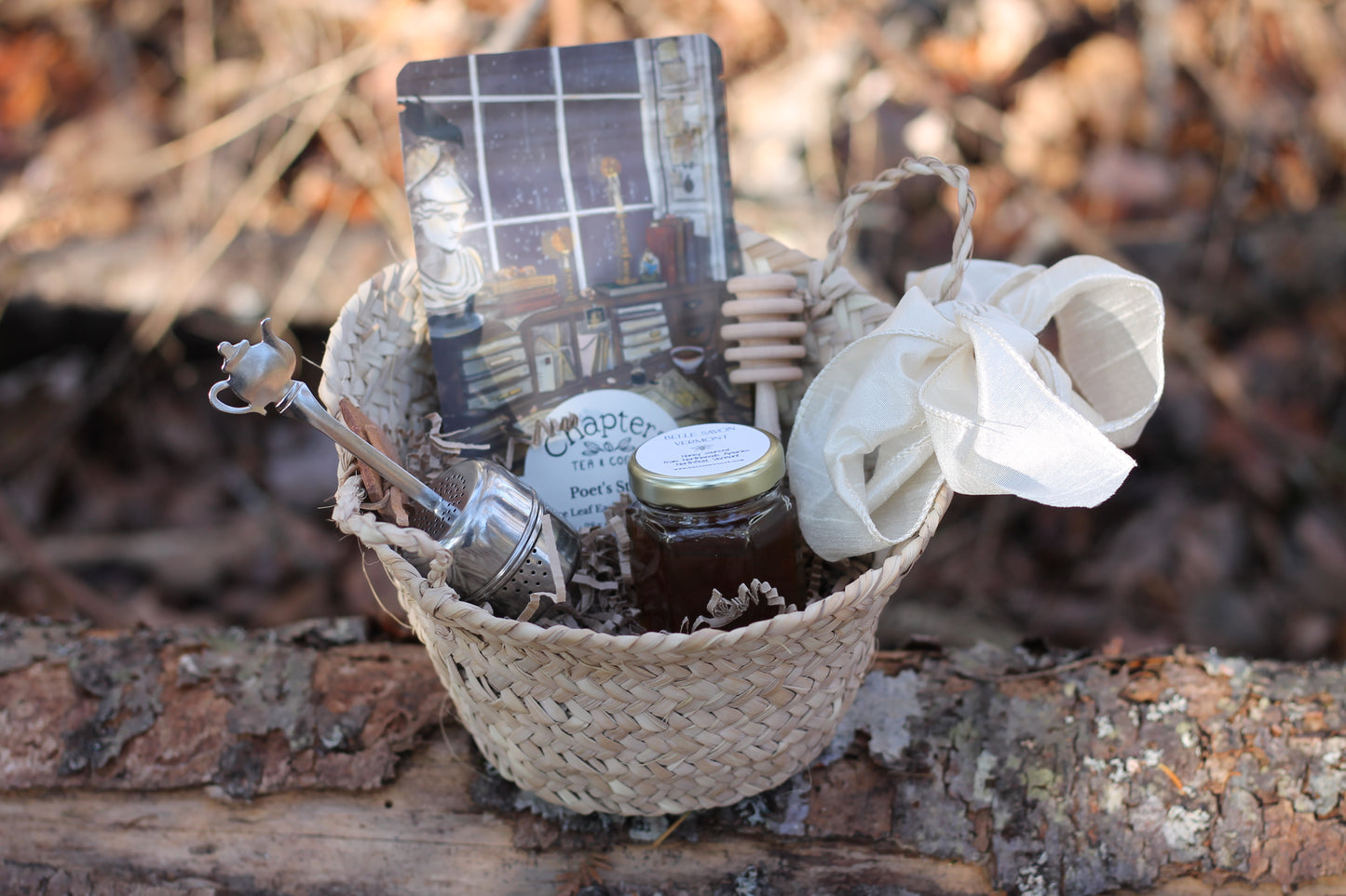 Tea Party Hostess Gift Set-Loose Leaf Tea, Teapot Tea Strainer, Organic Honey, Time Party