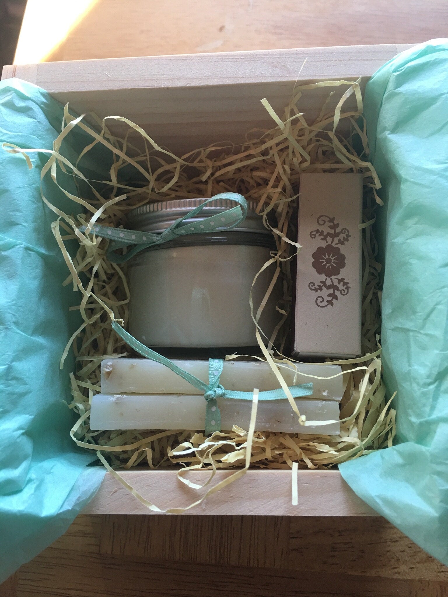 Artisan Soap and Soy Candle Gift Set in Vermont Wooden Box -Bridal Party-Hostess Gift--Belle Savon Vermont