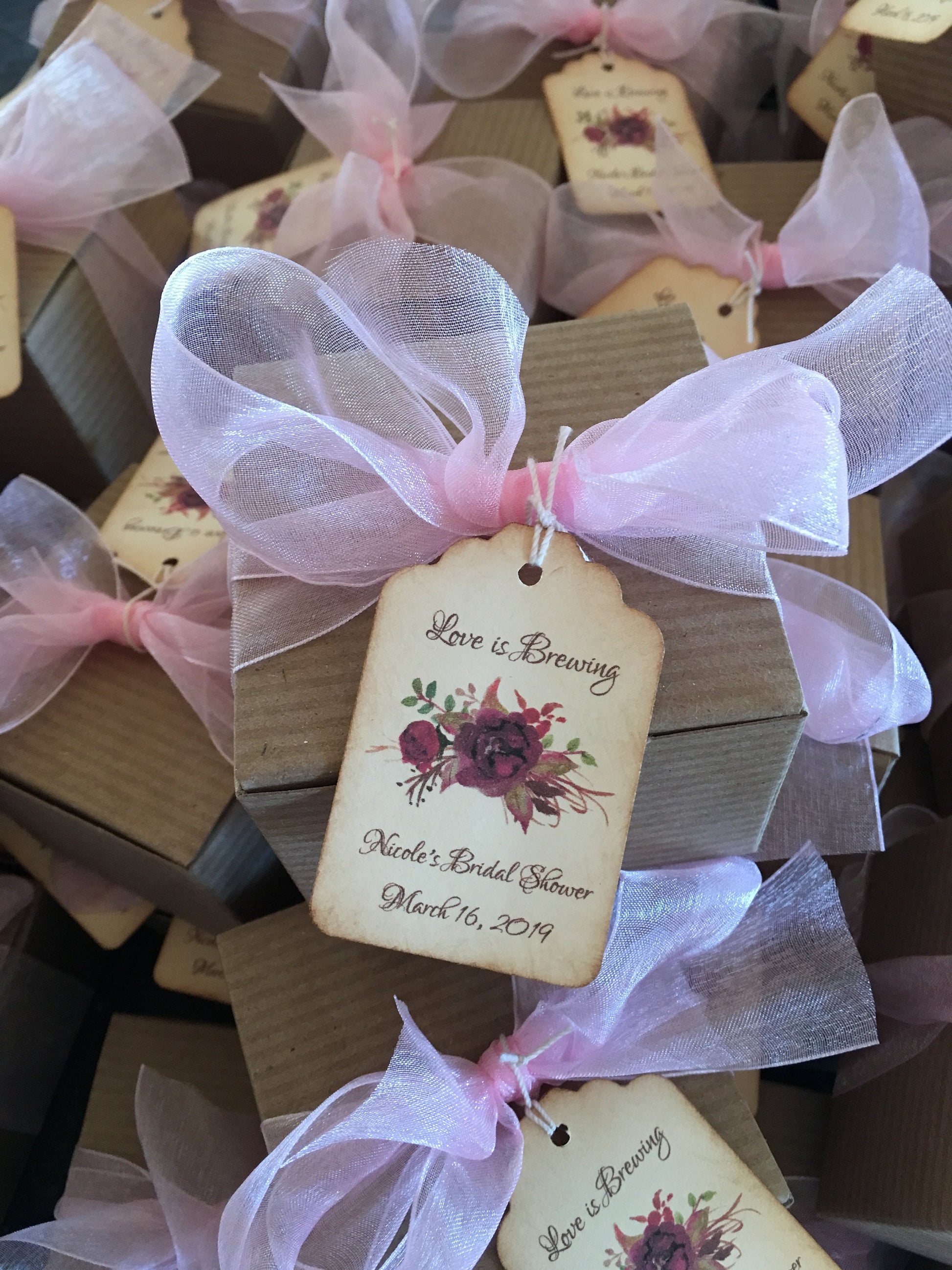 Tea Party Favor-Organic Sugar & Tea -Single Set - Wedding-Bridal Shower-Baby Shower-Belle Savon Vermont