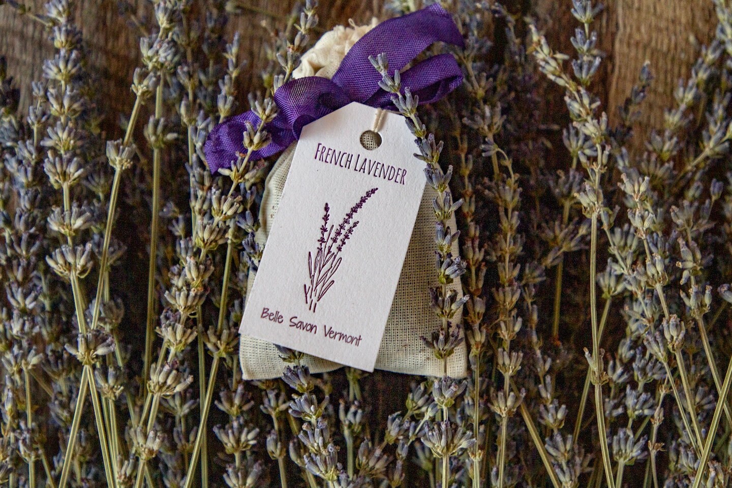 French Lavender Sachets with Letterpress Hangtag-Favors-Gifts-Home Care- Belle Savon Vermont