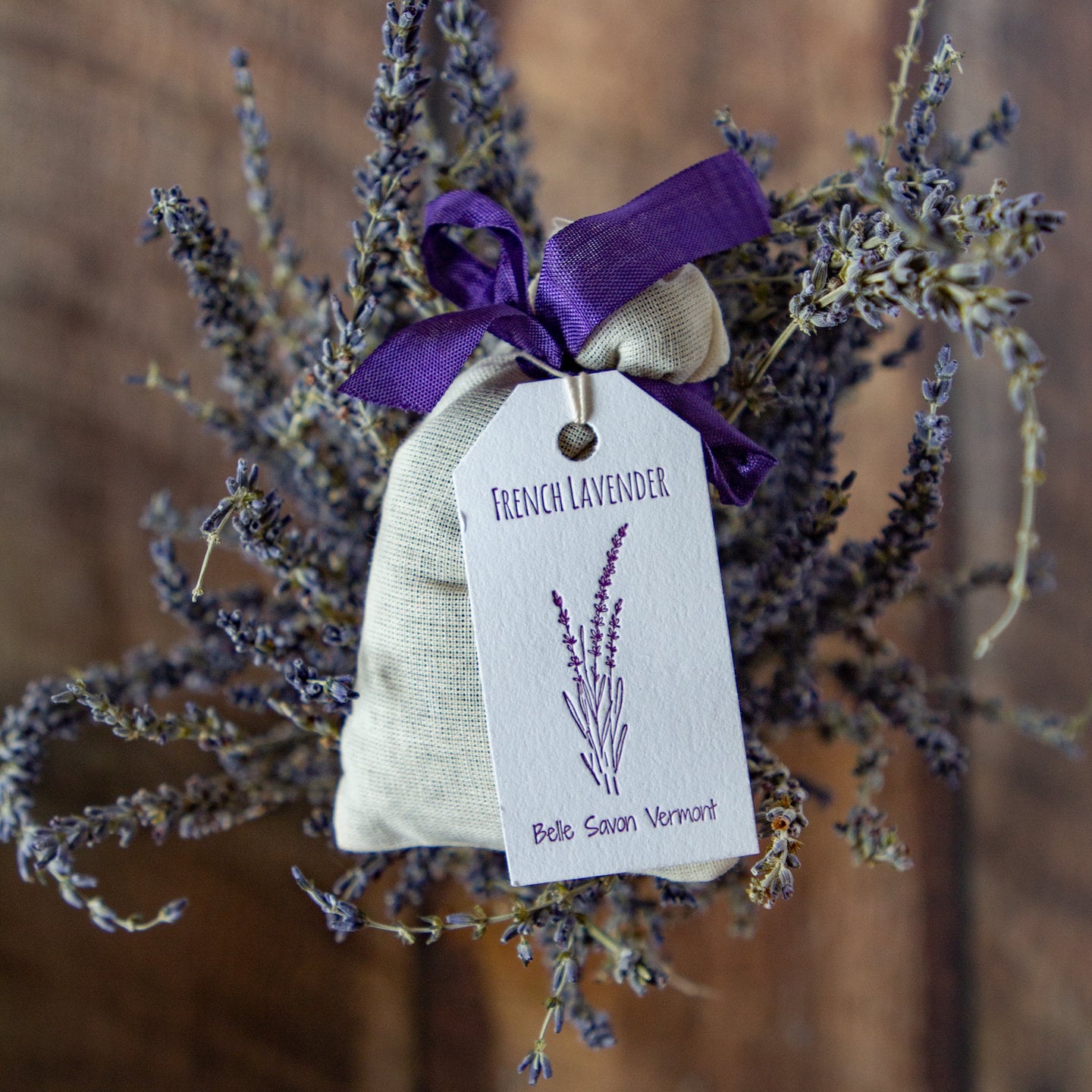 French Lavender Sachets with Letterpress Hangtag-Favors-Gifts-Home Care- Belle Savon Vermont