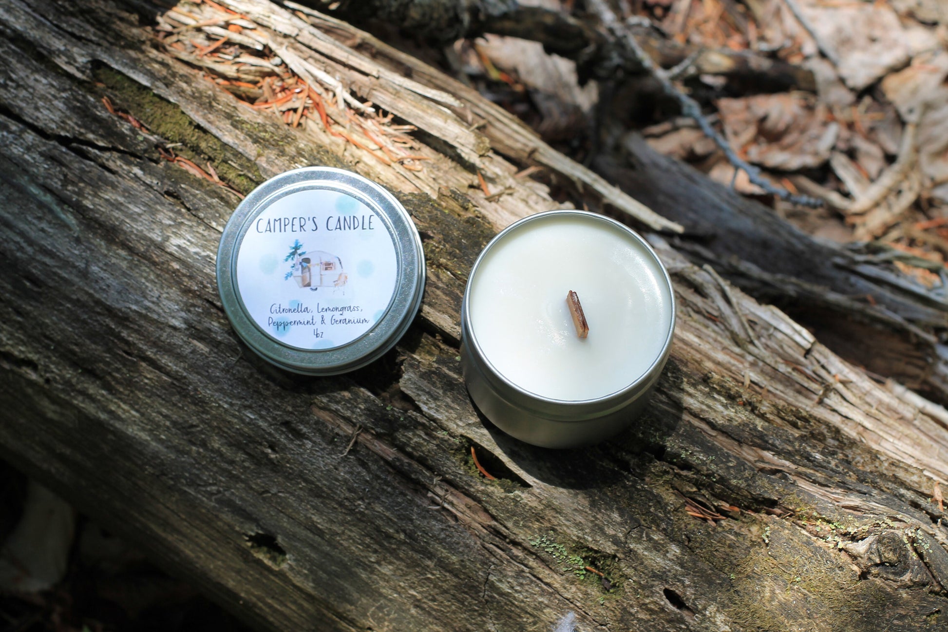 Camper Candle, Citronella Candle, Stop Bugging Me, Wood Wick Candle Tin, Vermont Travel Candle