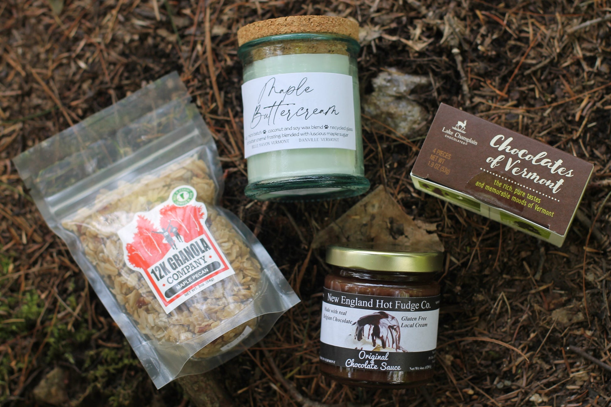 Vermont Sweets and Treats Box, Chocolate Fudge, Maple Granola, Chocolate, Maple Buttercream Candle-Sweet Tooth Vermont