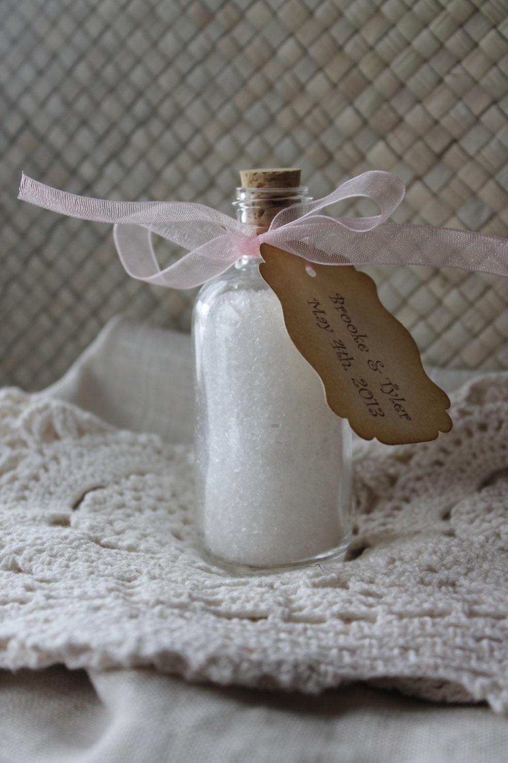 Wedding Favor-Bridal Favor-Shower Favor-Aromatherapy Mineral Bath- Culinary Salt- 2oz Glass Bottle with Cork-Belle Savon Vermont