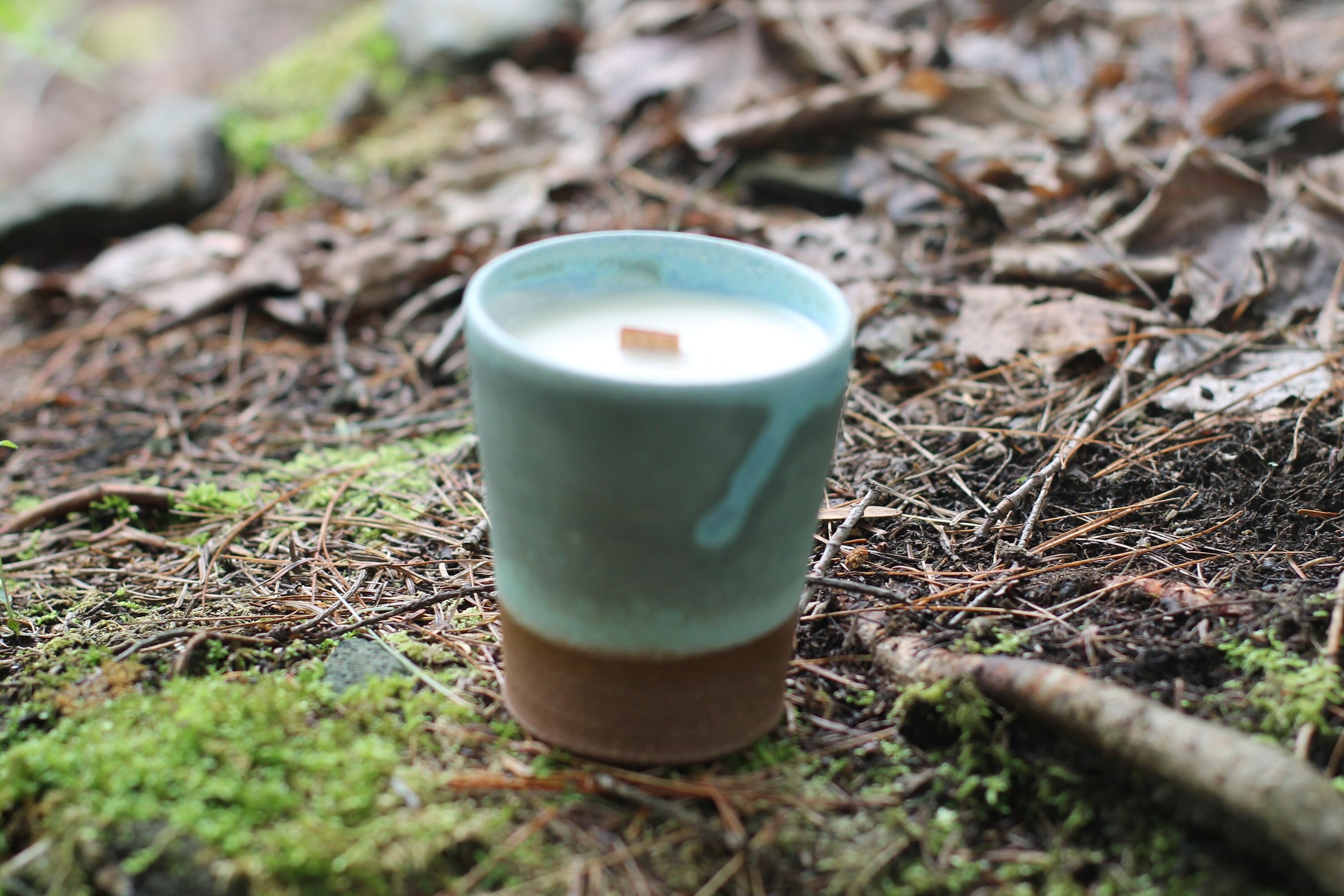 Hand poured Pottery Candle, Wooden Wick Candle, Cottage Cozy, Intentional, Minimalist, Boho Chic, Decor