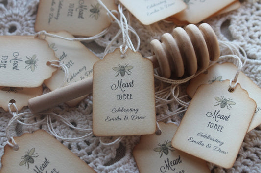 Meant to Bee Favor Tags - Customized- Distressed Edges- Belle Savon Vermont