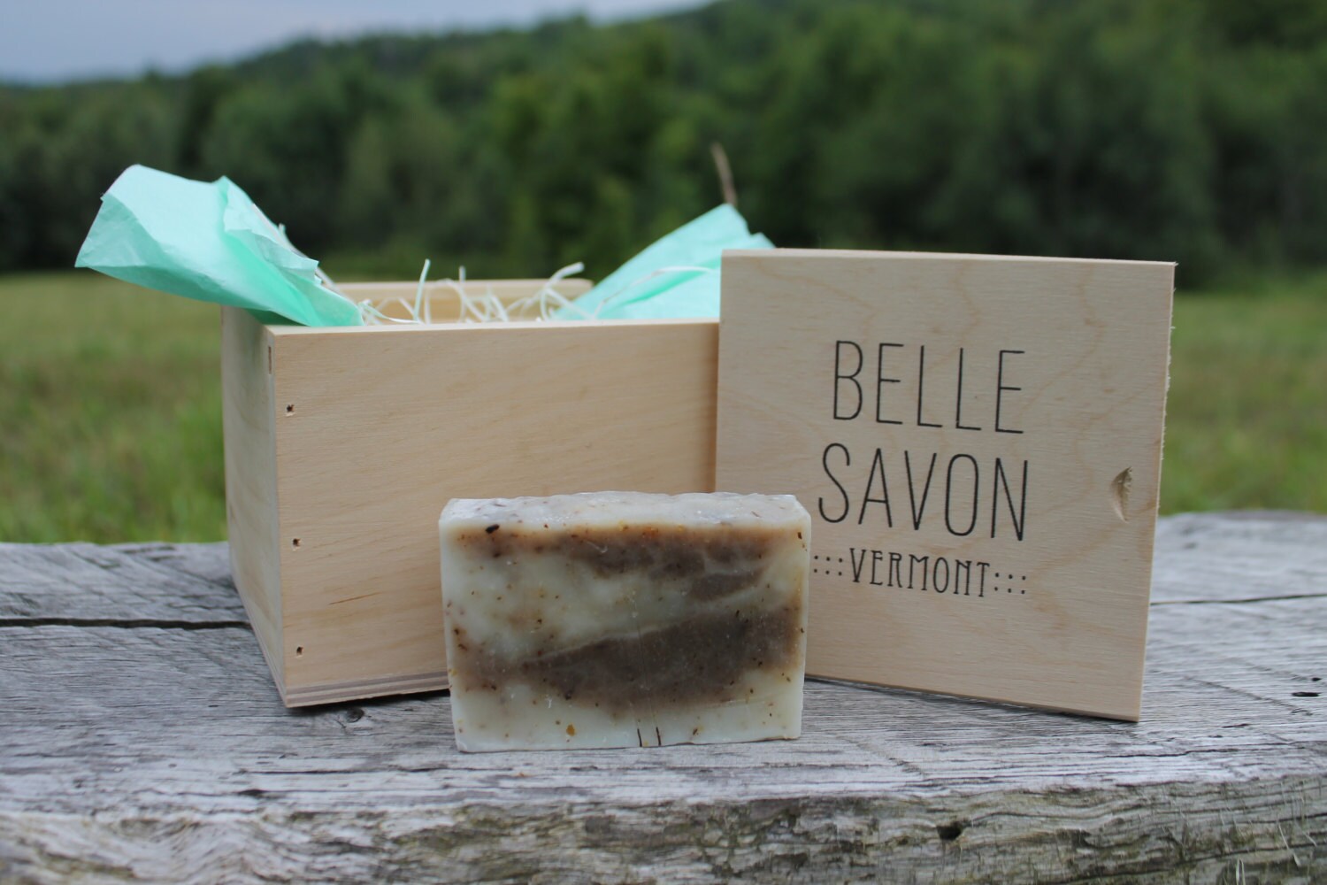 Belle Savon Vermont Artisan Soap Gift Set in VT Wooden Box- Belle Savon Vermont