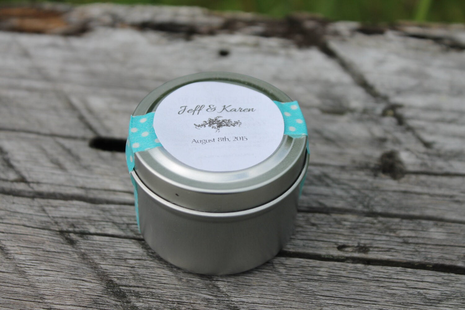 Wedding Favor Candle Tin 2oz Jar-Wedding-Baby-Bridal Shower-Soy Candle Favor Belle Savon Vermont