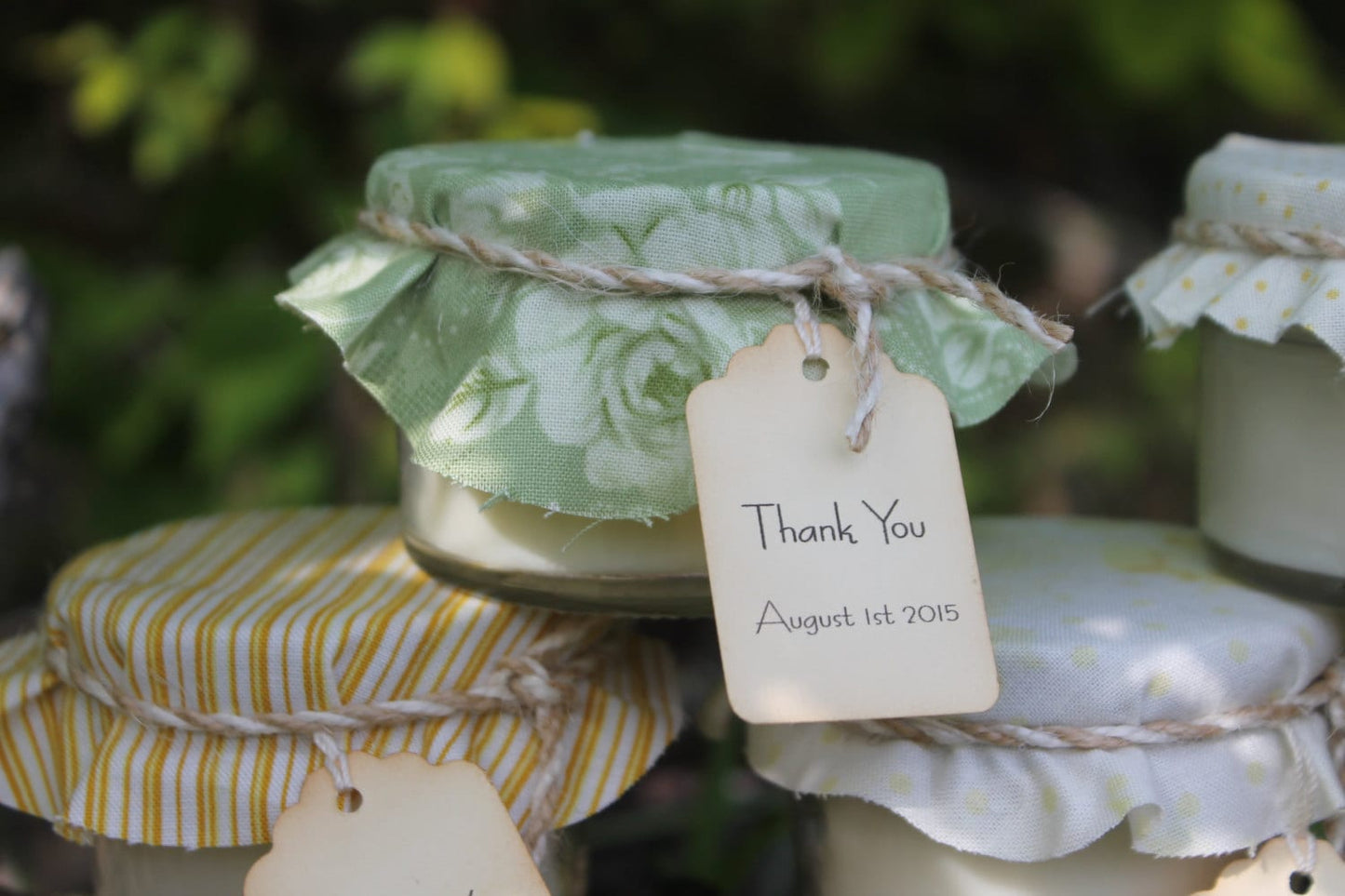 Fabric Covered Wedding Favor Candle 4oz Jar-Wedding-Baby-Bridal Shower-Soy Candle Favor Belle Savon Vermont