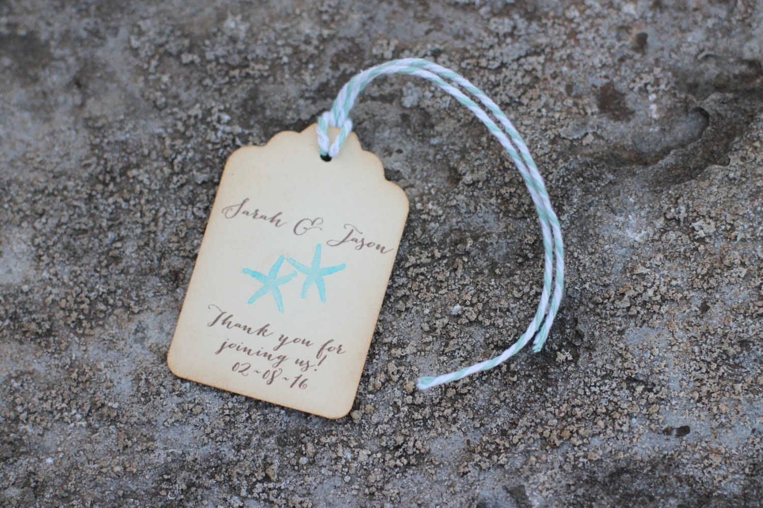 StarFish Favor Tags - Customized Starfish Favor Tags with Distressed Edges- Belle Savon Vermont