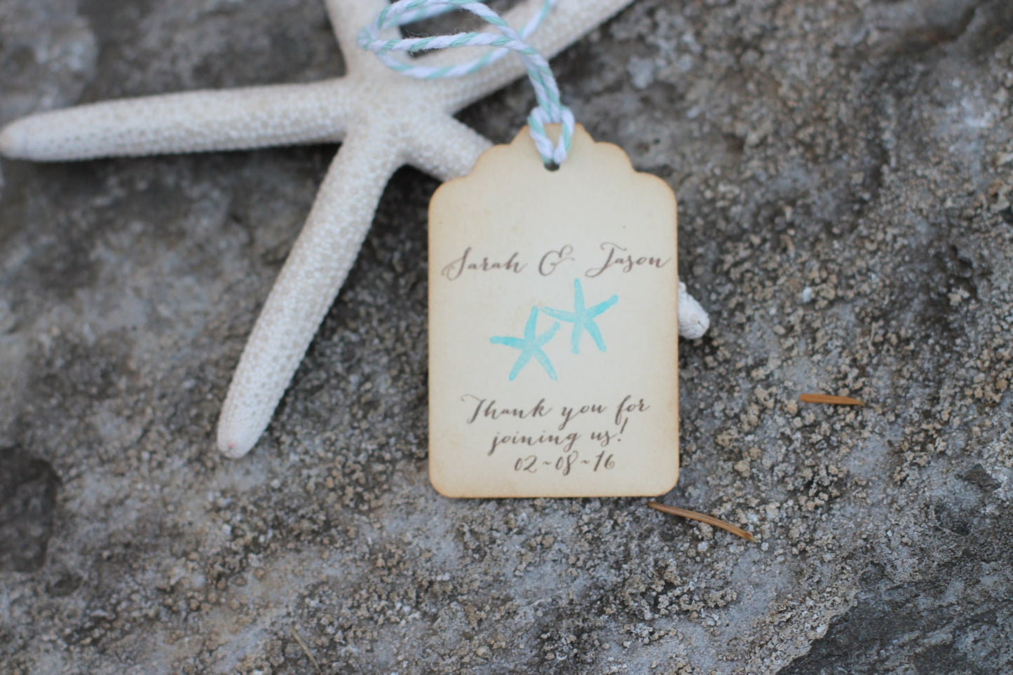 StarFish Favor Tags - Customized Starfish Favor Tags with Distressed Edges- Belle Savon Vermont